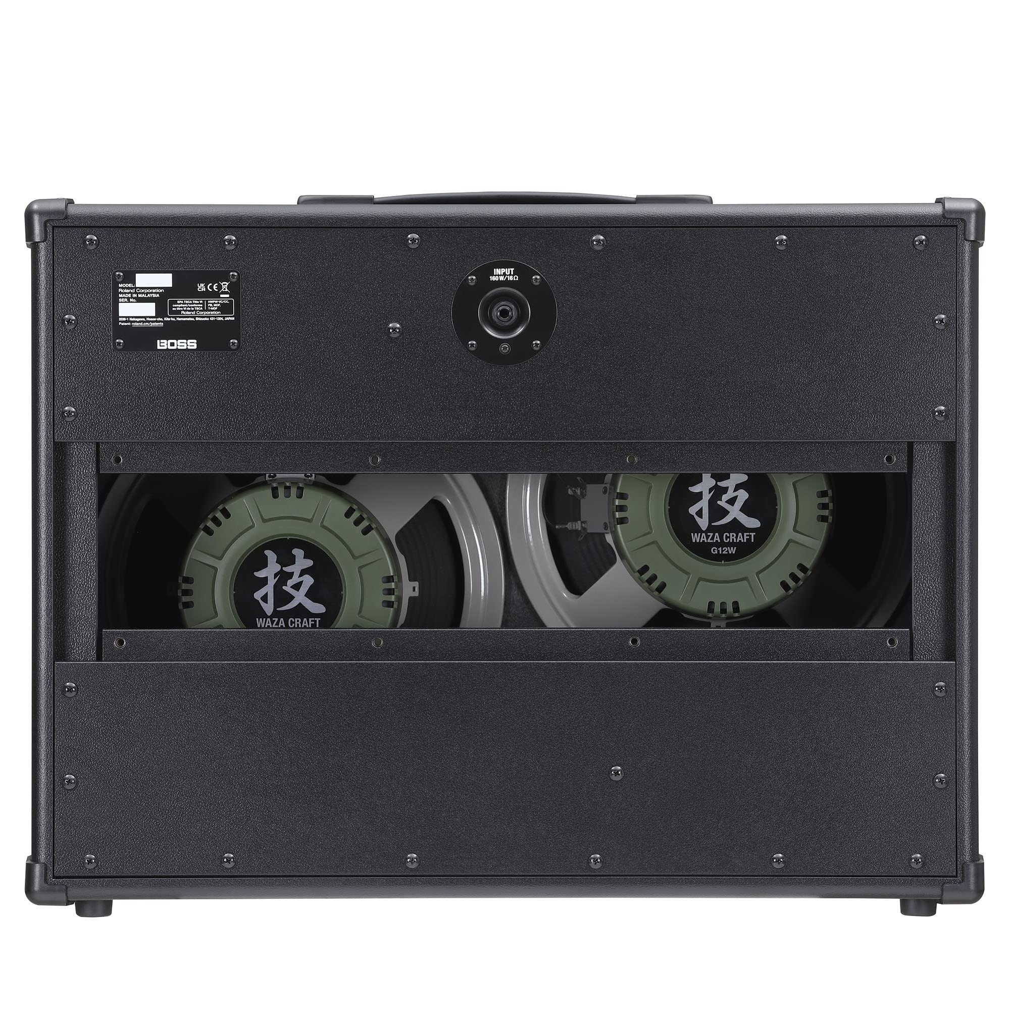 BOSS Katana Cabinet 212 WAZA, Special Edition Katana Lautsprecher-Cabinet mit 2 x 12'' Waza-Lautsprechern, Abgestimmt auf den Katana-Artist MkII Head, 4x12er-Setup durch Stapeln von Zwei Cabinets