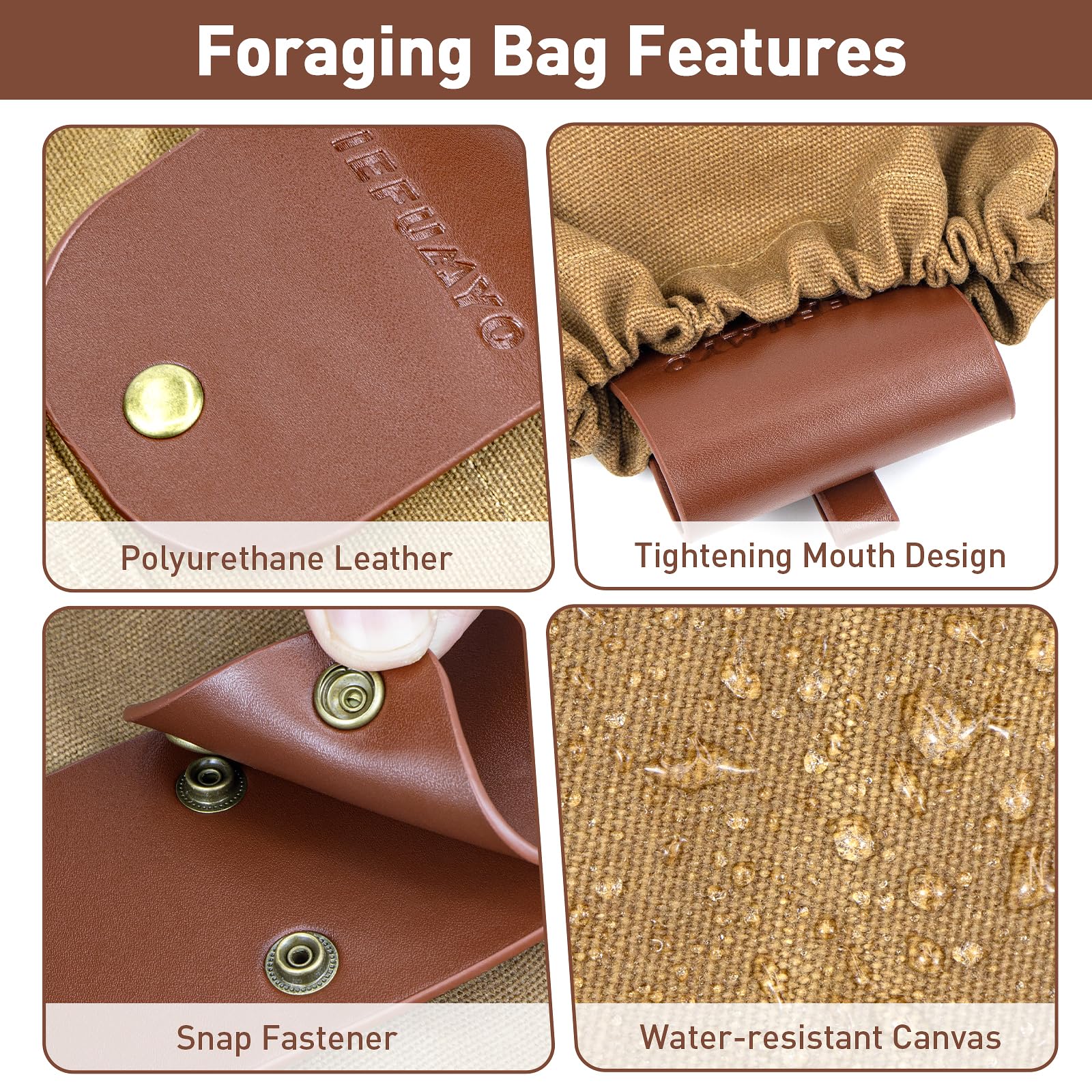 Foraging Pouch Leather Canvas Collapsible Bag Water Brunei