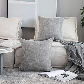 Kevin Textile Decorative Throw Pillow Covers Star Modern Farmhouse Pillowcases Indoor Outdoor, Set of 2, 20 x 20 inches (50x50cm), Grey - coolthings.us