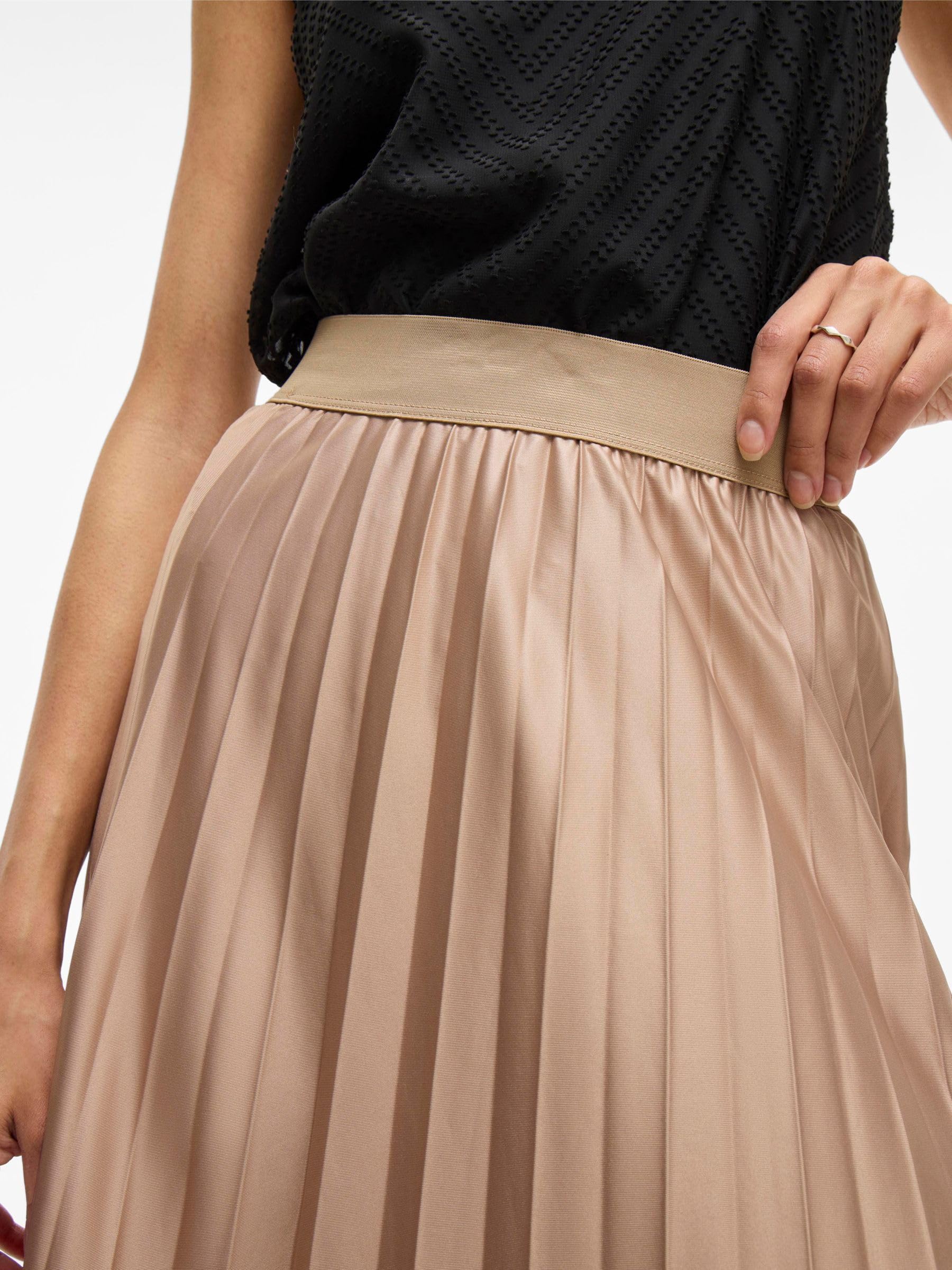 Vila Midi Skirt VINITBAN Pleated, piasek, XS
