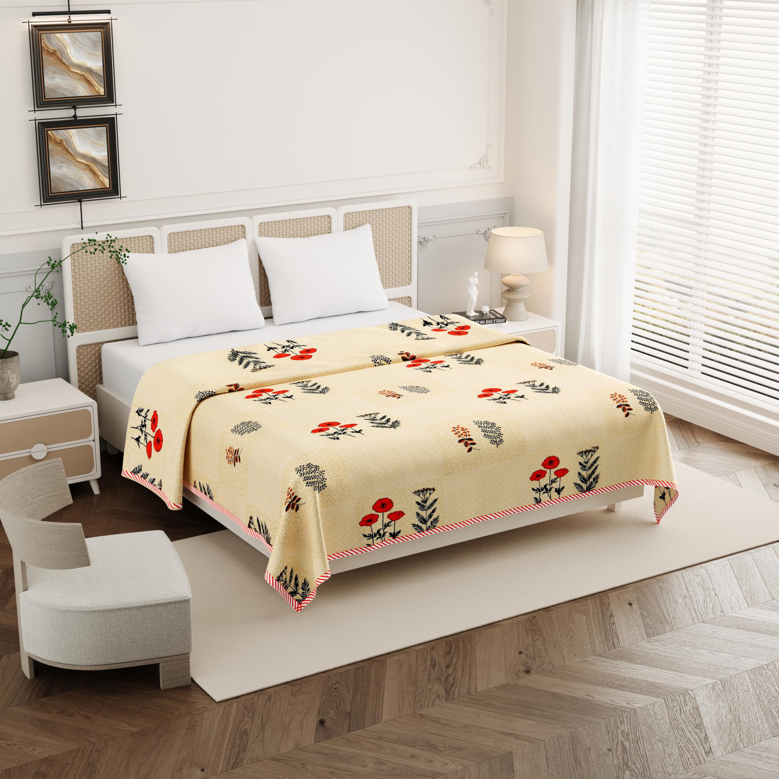 Jaipur Bagh Double Dohar Dull Cotton Ethnic Block Yellow Khari Print-image-18