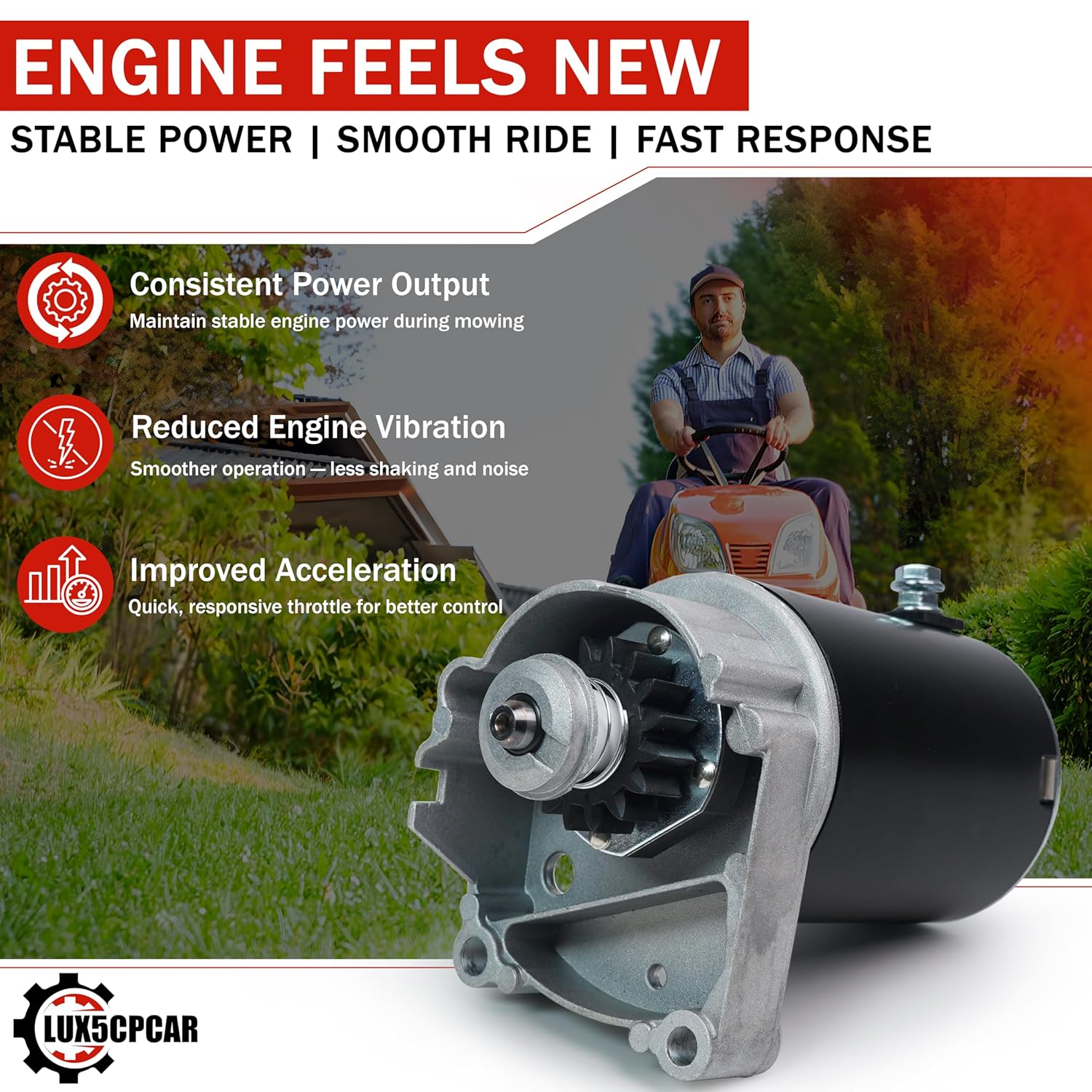 498148 435307 497956 Starter Motor Replacement for Briggs Stratton V-Twin 14HP 16HP 17HP 18HP 18.5HP 19HP 20HP 21HP 22Hp Opposed Twin Cylinder Use On MTD Craftsman Cub Cadet John Deere Mower Tractor