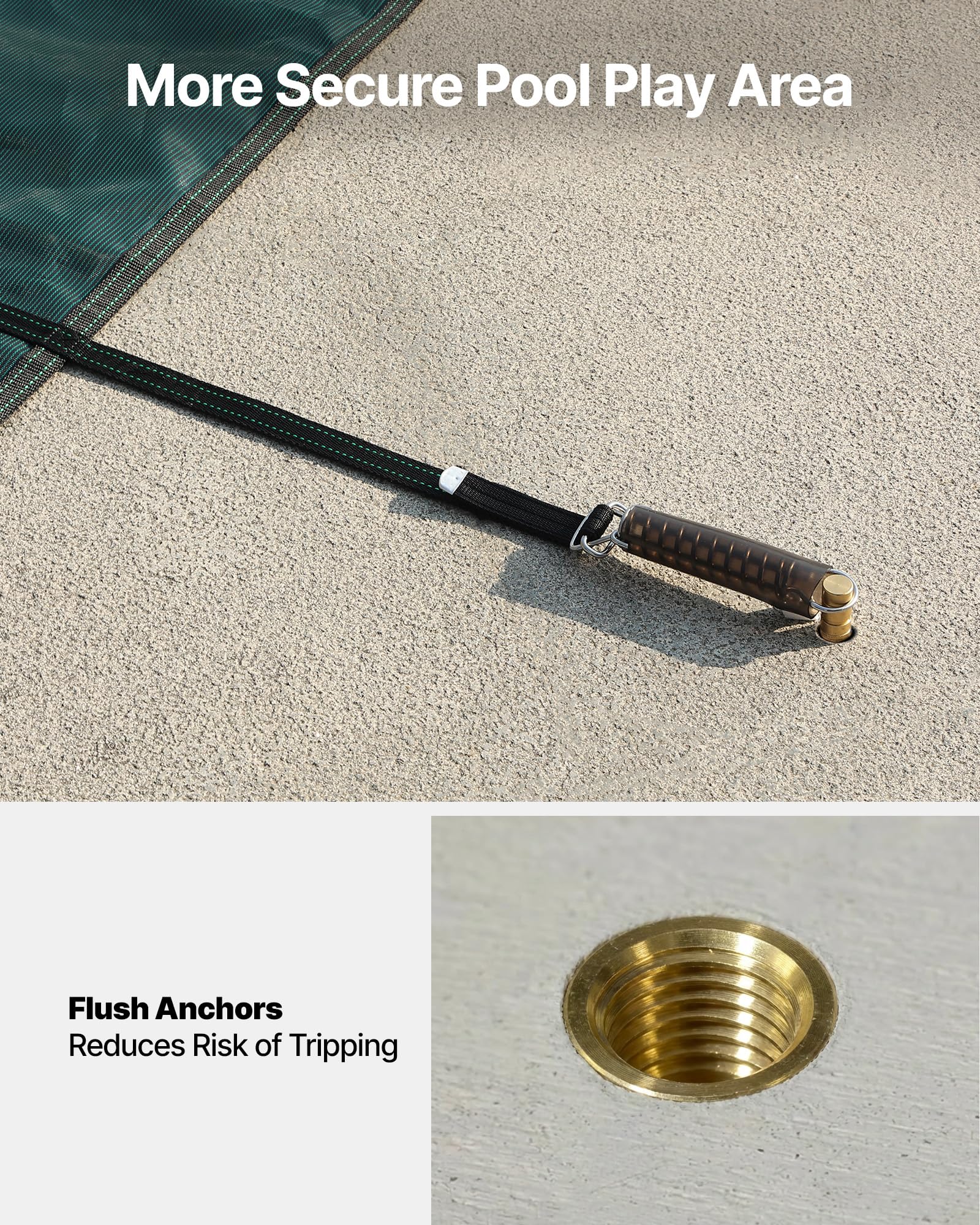 VEVOR Housse de sécurité pour Piscine – Housse de sécurité enterrée en Maille Verte Solide pour Piscine – Housse de sécurité d'hiver (4,6 x 9,6 m)
