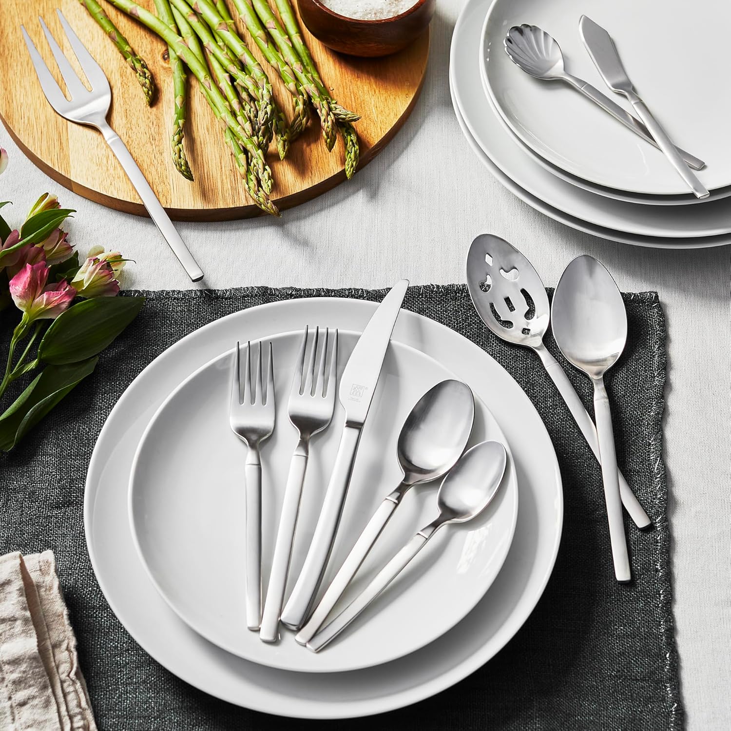 ZWILLING Satin Opus 45-Pc Stainless Steel Flatware Set, Dishwasher Safe, Service for 8, Matte Finish (not polished)