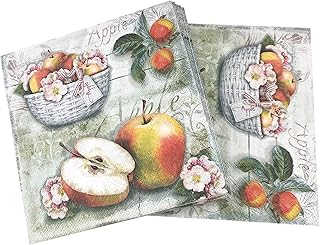 20-ct 3-ply 13x13 Apple Fall Napkins Thanksgiving Napkins Thanksgiving Paper Napkins Thanksgiving Dinner Napkins Fall Paper Napkins Fall Cocktail Napkins Decorative Napkins for Decoupage Lunch Dinner