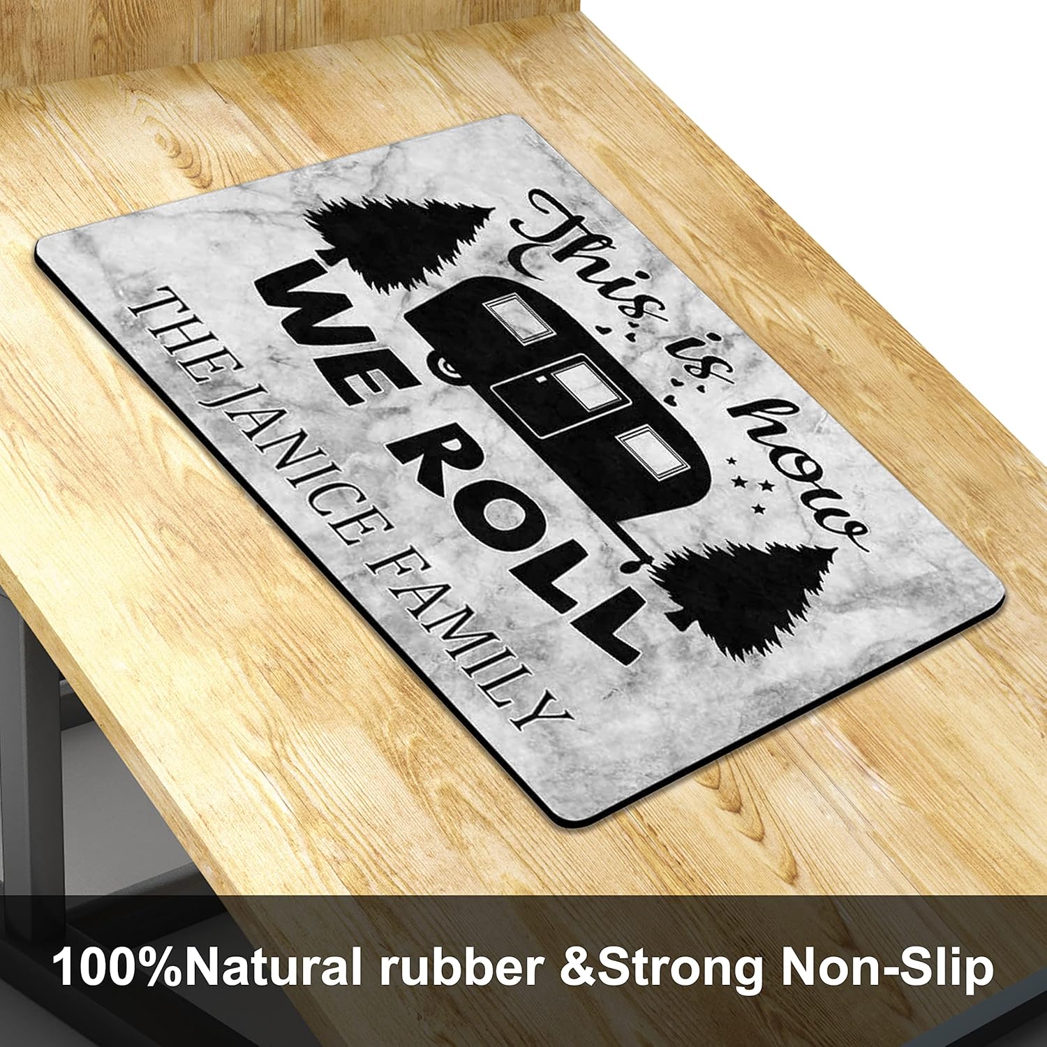 Custom Name Camping Rugs This Is How We Roll RV Mats Outdoor Non-Slip Colorful Outdoor Camping Mat Custom Door Mat 24x16 30x18 Inche Camper Mat For Home Kitchen Livingroom Easy Clean Made In USA