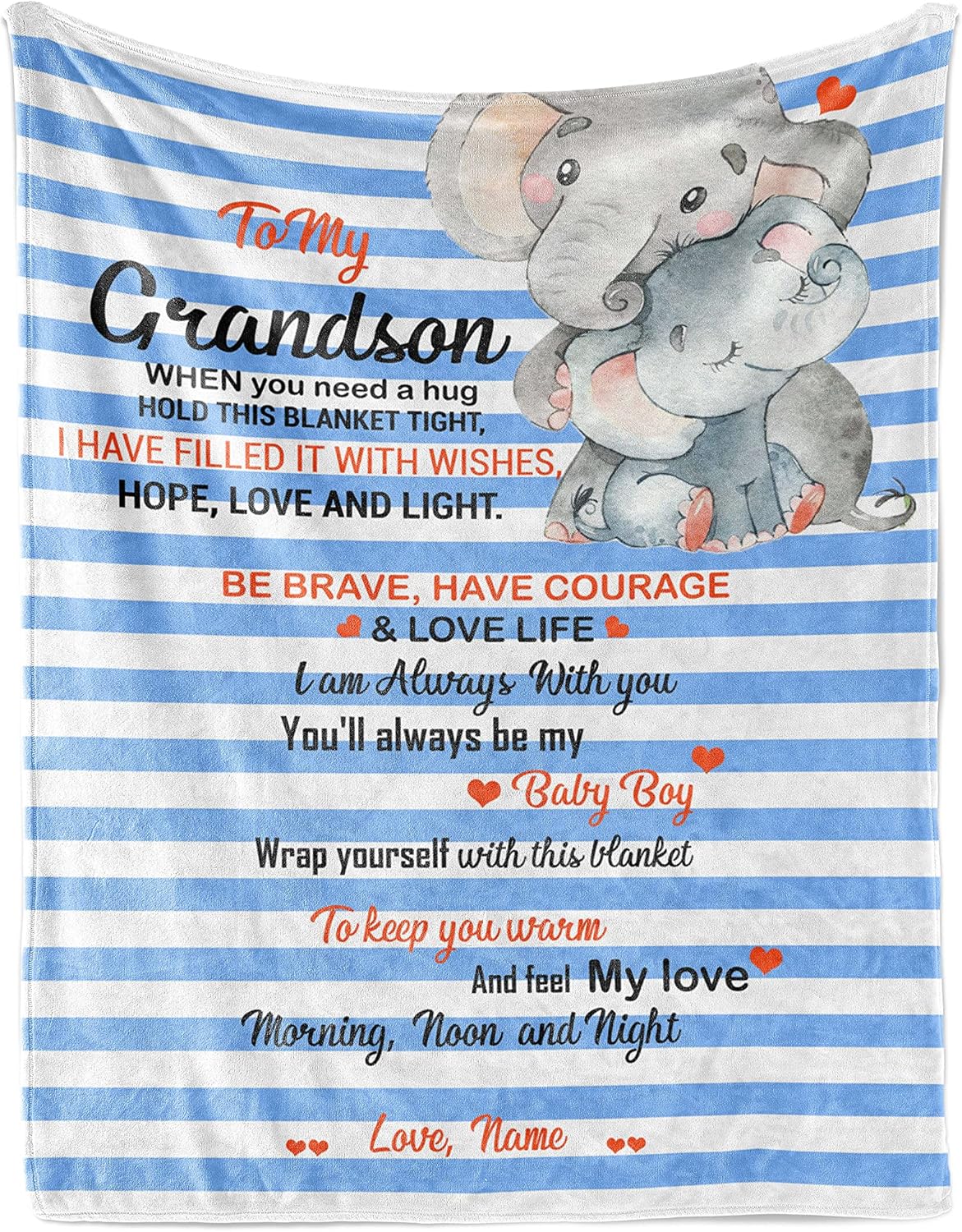 Customized to My Grandson Blanket from Grandpa & Grandma, Soft Warm Sherpa Blanket Best for Birthday [Custom] (Grandson Blanket 06, 60" X 80")
