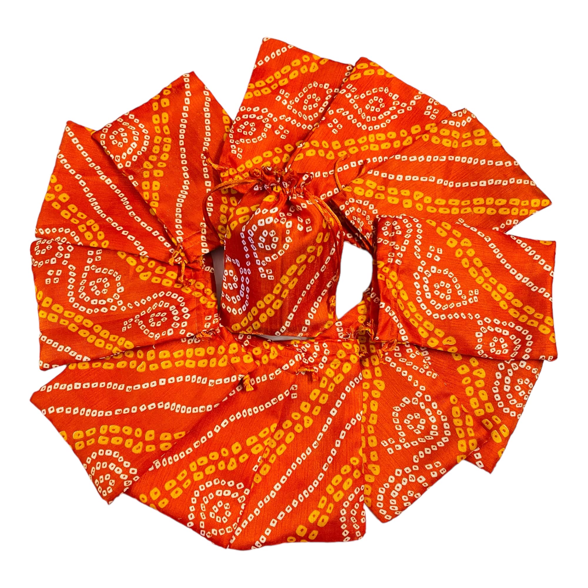 Moira 12pcs 5X7 inch Small Size Bandhej Silk Potli for Gifting, Jewellery Storage, Shagun, Coin Packing (Orange) (B0C3989K5W) Amazon Price History, Amazon Price Tracker