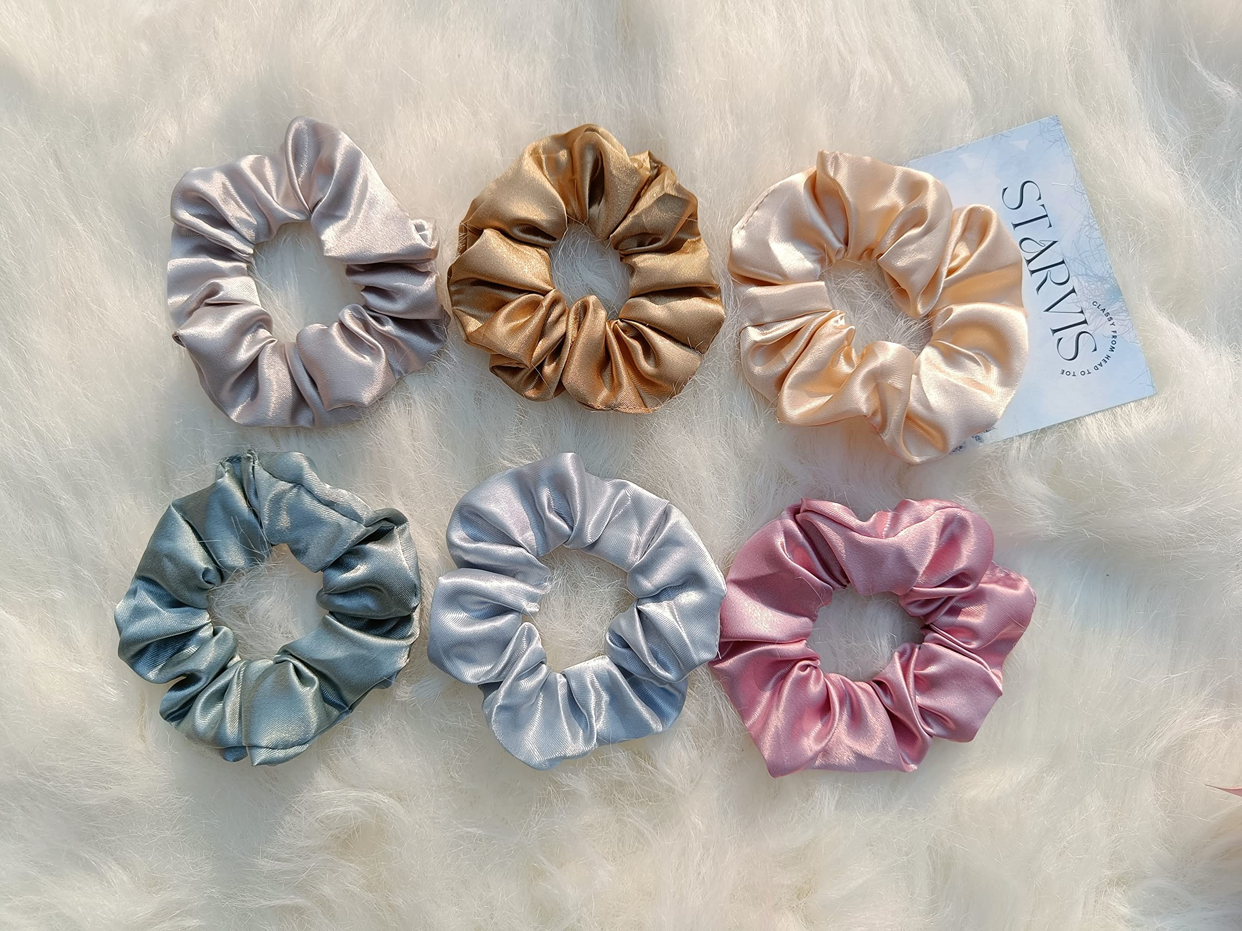 Starvis Premium Satin Skinny Scrunchies for Women / Girls | Pack of 6 | - Silk Pastel colors (same colors as shown), Hair Ties combo, Anti-Hair-Breakage, Hair Scrunchie Set for Girls, Women, Mom, Sister 1