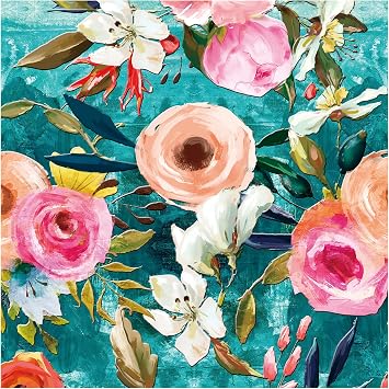 HAOKHOME Floral Peel and Stick Wallpaper Teal Green/Pink Removable Textured for Bedroom Nursery Decorations 17.7in x 9.8ft