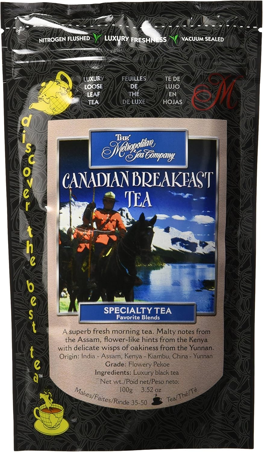 Metropolitan Tea Discovery Loose Tea Pack, Canadian Breakfast Specialty, 100gm