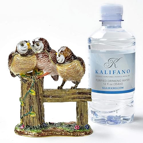 Miniatura 5 de KALIFANO Joyero decorativo para mujer con cristales Swarovski y piedras preciosas con forma de pájaros, hecho para almacenamiento y organización,