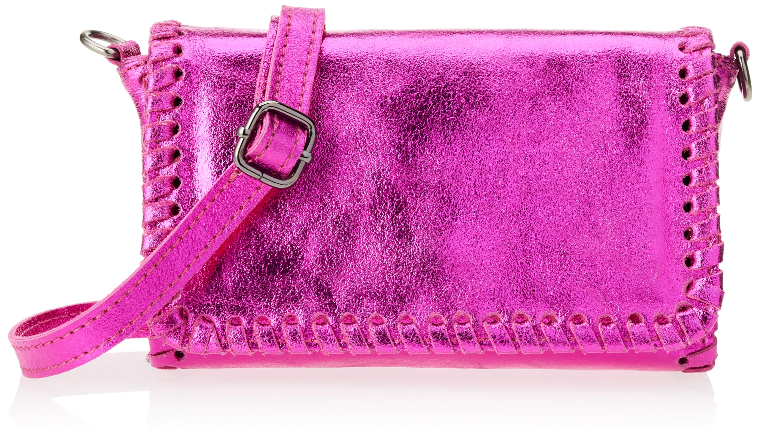 ZITHA Women's Metallic Leather Handbag Shopper, Fuchsia, One Size