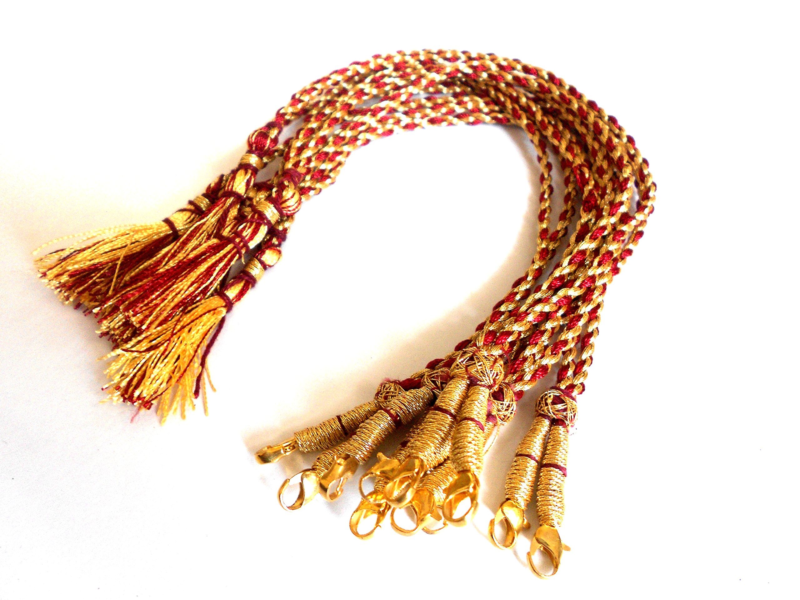 GOELX Designer Red & Gold Necklace Back Rope/Dori