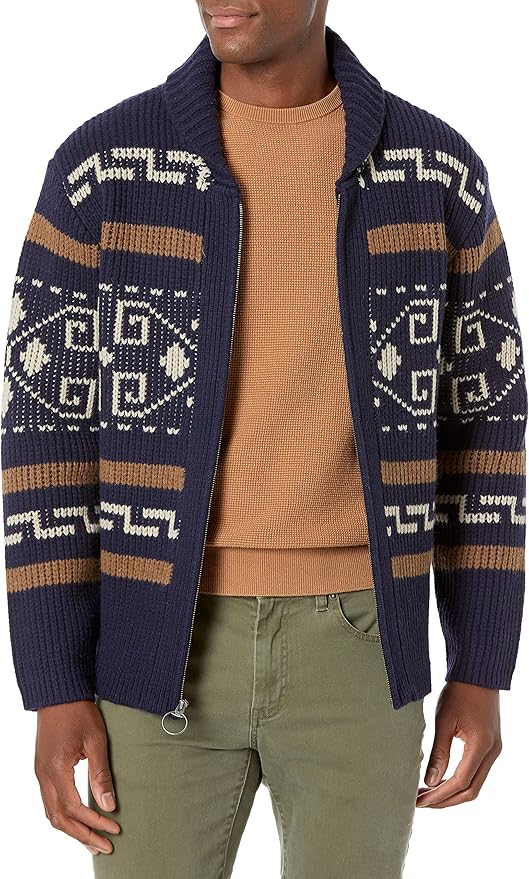 Men’s Vintage Sweaters History 20s, 30s, 40s, 50s, 60s, 70s, 80s Pendleton Mens The Original Westerley Zip Up Cardigan Sweater  AT vintagedancer.com