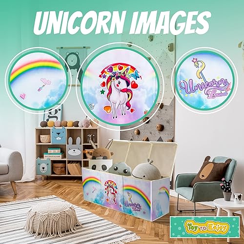 Miniatura 4 de Toy To Enjoy Caja de juguetes para niños, almacenamiento grande de animales de peluche, contenedor plegable para juguetes, caja de juguetes de tela