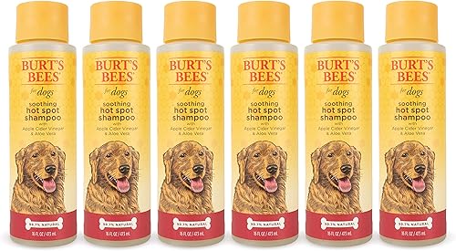 Burt's Bees for Pets - Champú natural calmante para puntos calientes con vinagre de sidra de manzana y aloe vera, pH equilibrado, sin sulfatos, sin