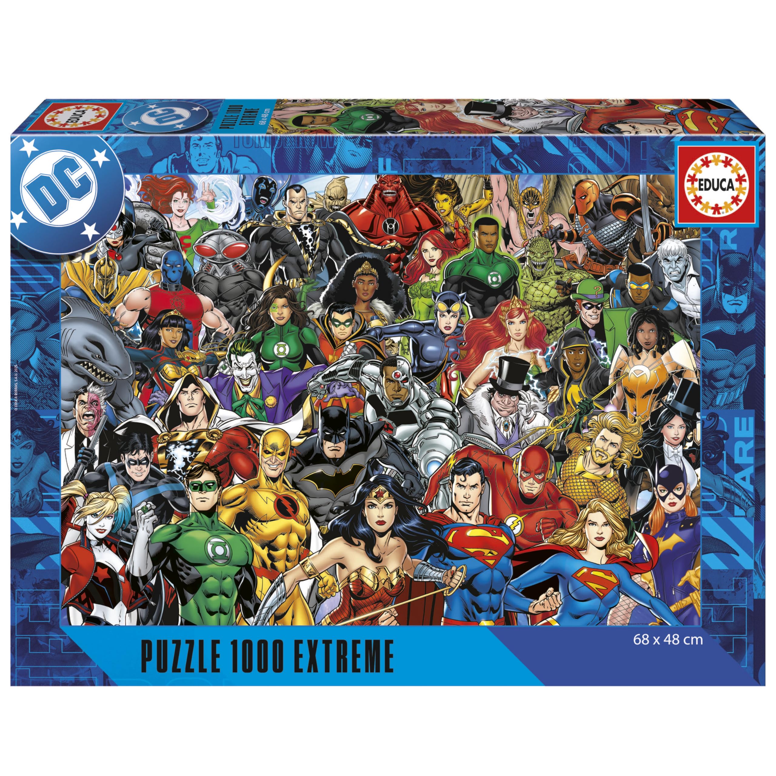 Educa - Justice League Extreme 1000 Piece Jigsaw Puzzle | Superhero Puzzle | Size 68x48cm | Includes Glue Fix | Adult 14+ (20267)