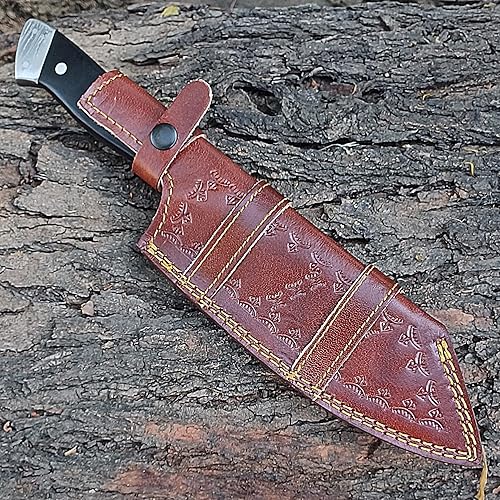 Miniatura 7 de Cuchillo de carnicero de acero de Damasco Carne 13 Cuchillo de carnicero hecho a mano para cortar carne con funda de cuero Cuchillo de cocina de