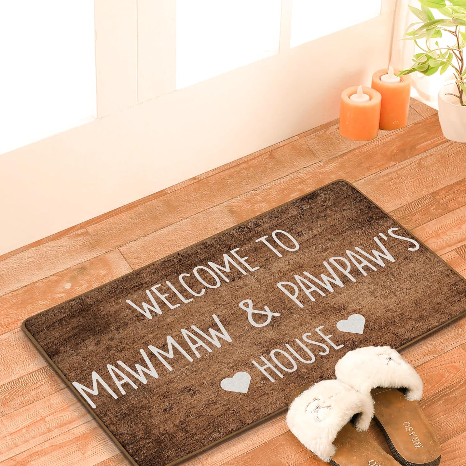 Mawmaw Pawpaw Gifts Door Mat, Grandparents Gifts Welcome Mat, Grandkids WelcomeSign Doormat, Gift for Mawmaw Pawpaws, Welcome toMawmaw and Pawpaw's House Front Door Entrance Decor, 17x29 Inch