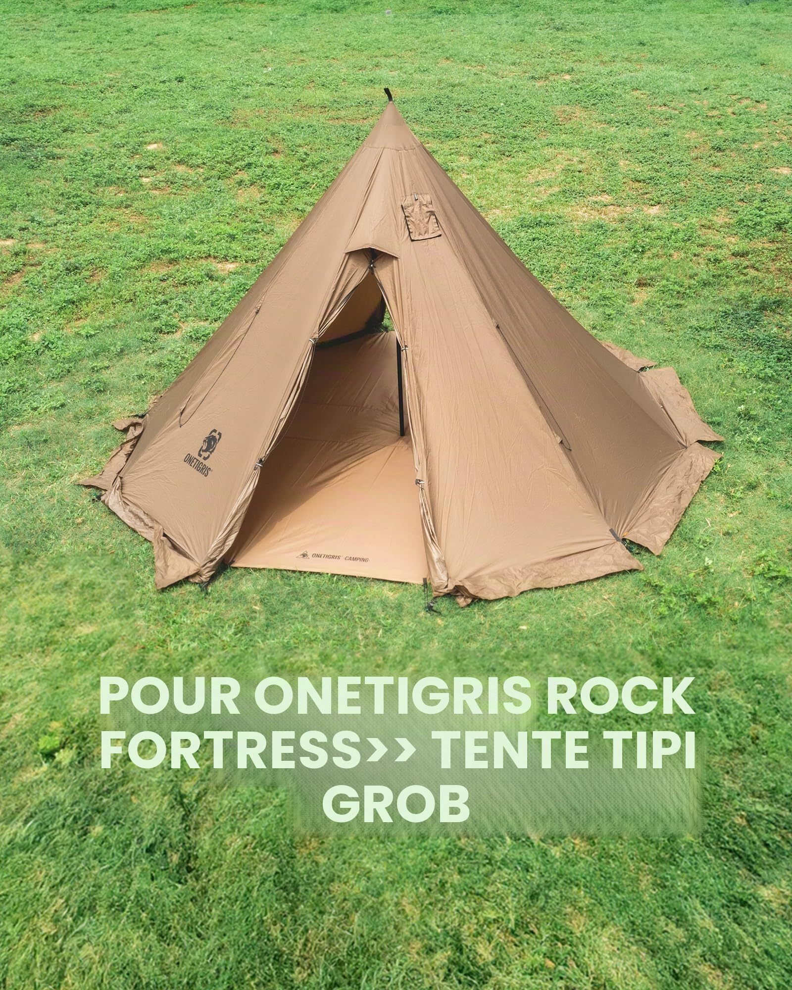 OneTigris Rock Fortress - Bâche de sol de camping pour 6 personnes - Multi-usage - Imperméable - 5 000 mm - Avec sac de rangement - Pour camping, randonnée et pique-nique - Diamètre : 360 cm