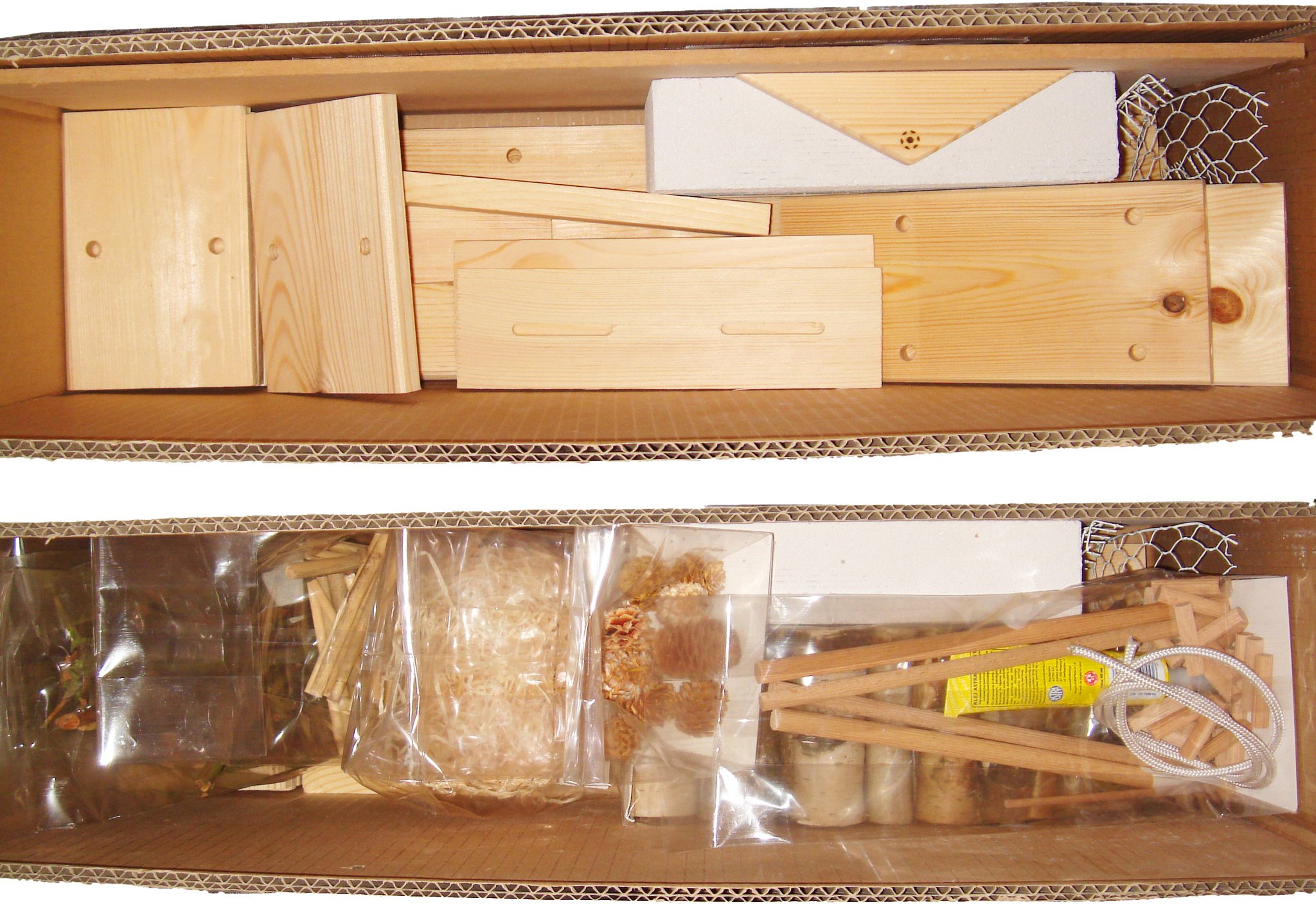 LUXUS-INSEKTENHOTELS 22634e "Weißer Palast" - Design Wildbienenhaus aus unbehandeltem Holz - hochwertige Nisthilfe für solitäre Wildbienen - Insekten Nisthöhle als Bausatz - 58 x 12 x 30 cm - Weiß
