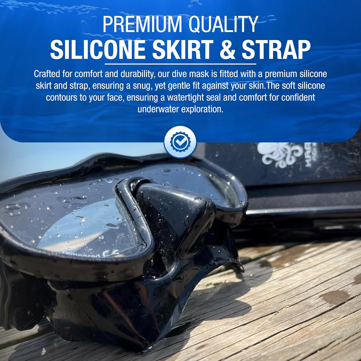 Kraken Aquatics Scuba Diving Mask - Tempered Single Lens Glass Anti-Fog Snorkel Mask for Adults with Leak-Proof Silicone Skirt, Snorkeling Gear, Freediving, Spearfishing Diving Masks - Dive Mask