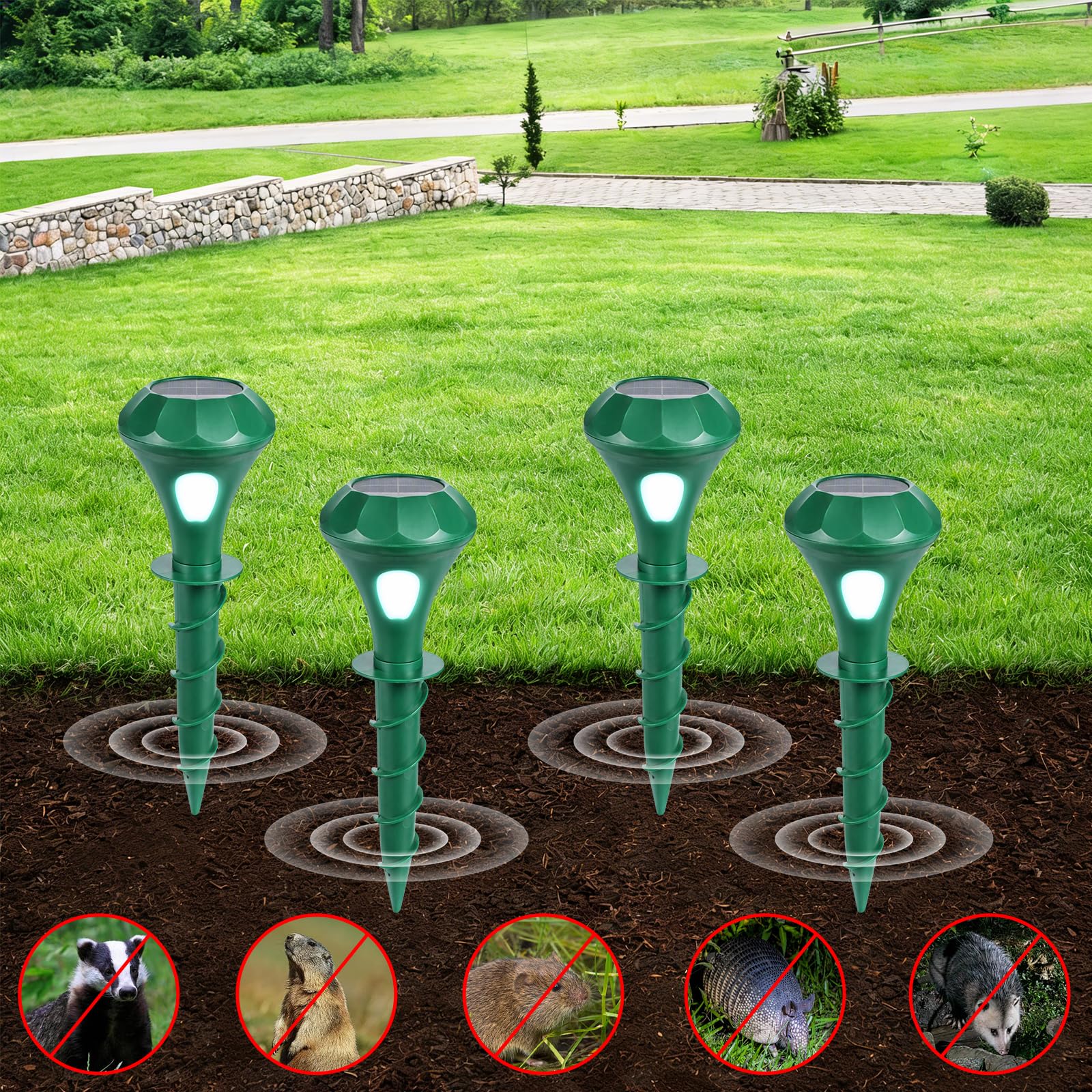 2 Pezzi Repellente Gatti Ultrasuoni Solare Dissuasore Animale Professionale con Luce LED, Repellente per Gatti per Giardino Cortile Orto Fattoria Protezione da Piccioni Uccelli Cani Topi Volpi