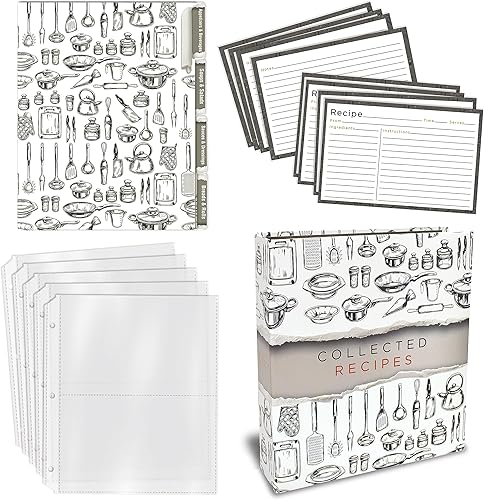 Miniatura 2 de Better Kitchen Products - Carpeta de recetas de 8.5 x 9.5 pulgadas, juego organizador de 3 anillos (con 50 protectores de páginas, 100 tarjetas de