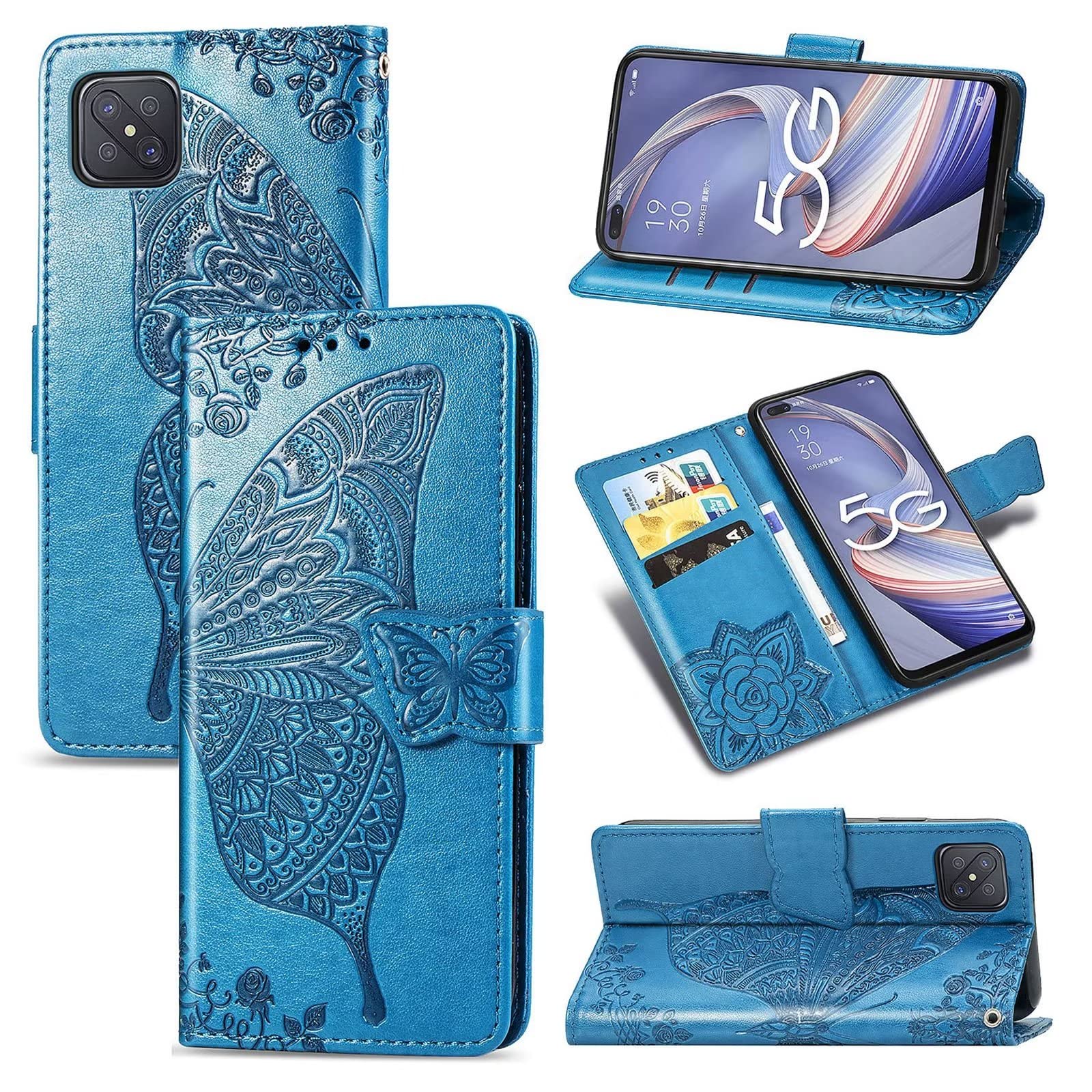 XINNI Cover Protettiva per Oppo Reno 4Z/Reno4 Z 5G/A92S Case, retrò Flip Magnetica Cellulare Custodia Libro Antiurto in Flip Pelle PU/TPU Portafoglio, Marrone