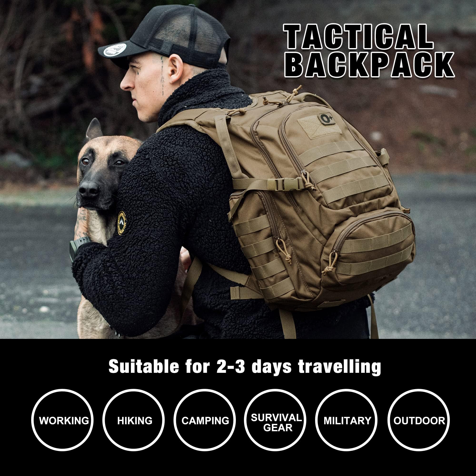 Mardingtop Plecak taktyczny plecak wojskowy 25 l dla mężczyzn kobiet Patrol MOLLE torba szturmowa plecak na co dzień lub motocykl plecak na zewnątrz kemping wędrówki sport podróż