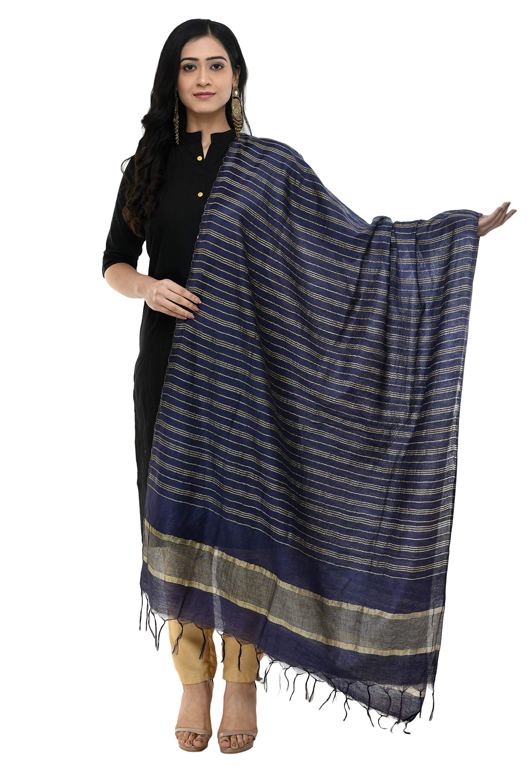 a r silk Women's Blue Self Design Cotton Regular Dupatta-picture-19