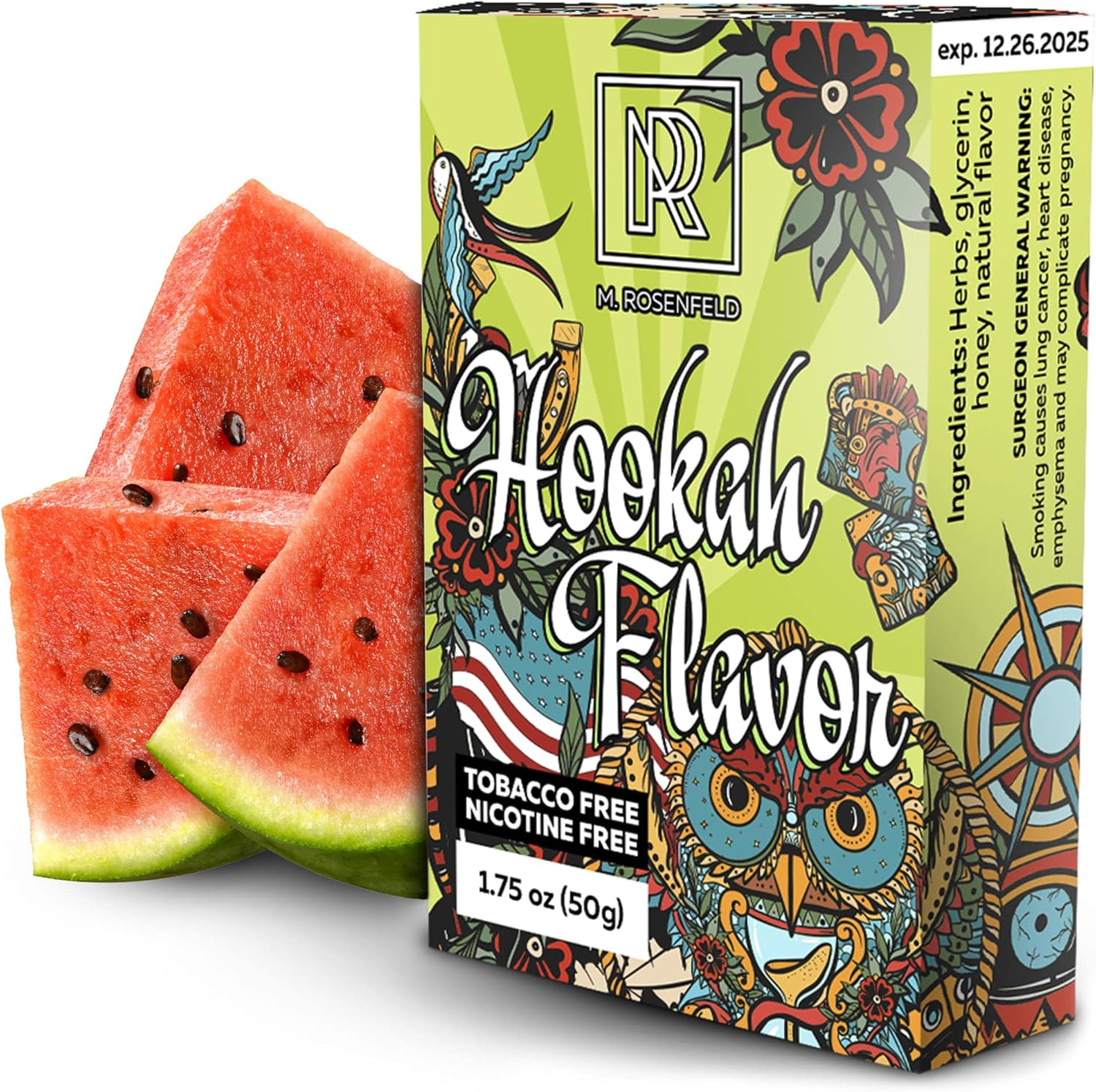 M. ROSENFELD Hookah Flavor Watermelon Shisha Herbal 1.75 oz (50 g) Hookah Shisha