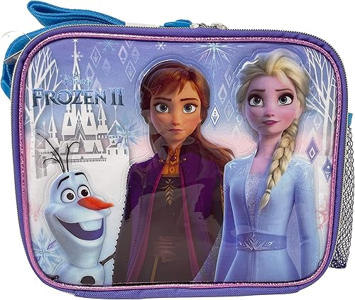 Disney Frozen Elsa Olaf & Anna - Bolsa de almuerzo aislada de 9.5 pulgadas con correa para el hombro