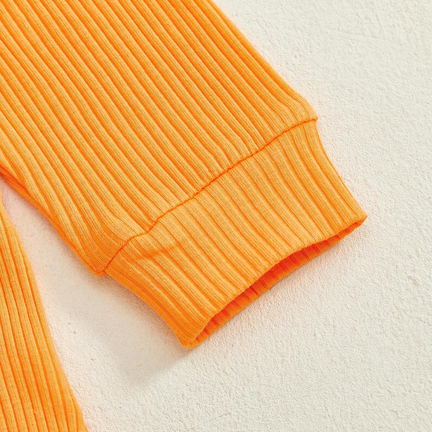 Baby Girl Outfit Infant Rib Ruffle Long Sleeve Romper Onesie Top Bell-Bottom Denim Pants Sets Cute Clothes - Image 5