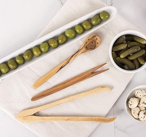 Miniatura 7 de Eddington - Servidor de ensalada italiano de madera de olivo, hecho a mano en Europa, juego de 2 piezas, 13 pulgadas