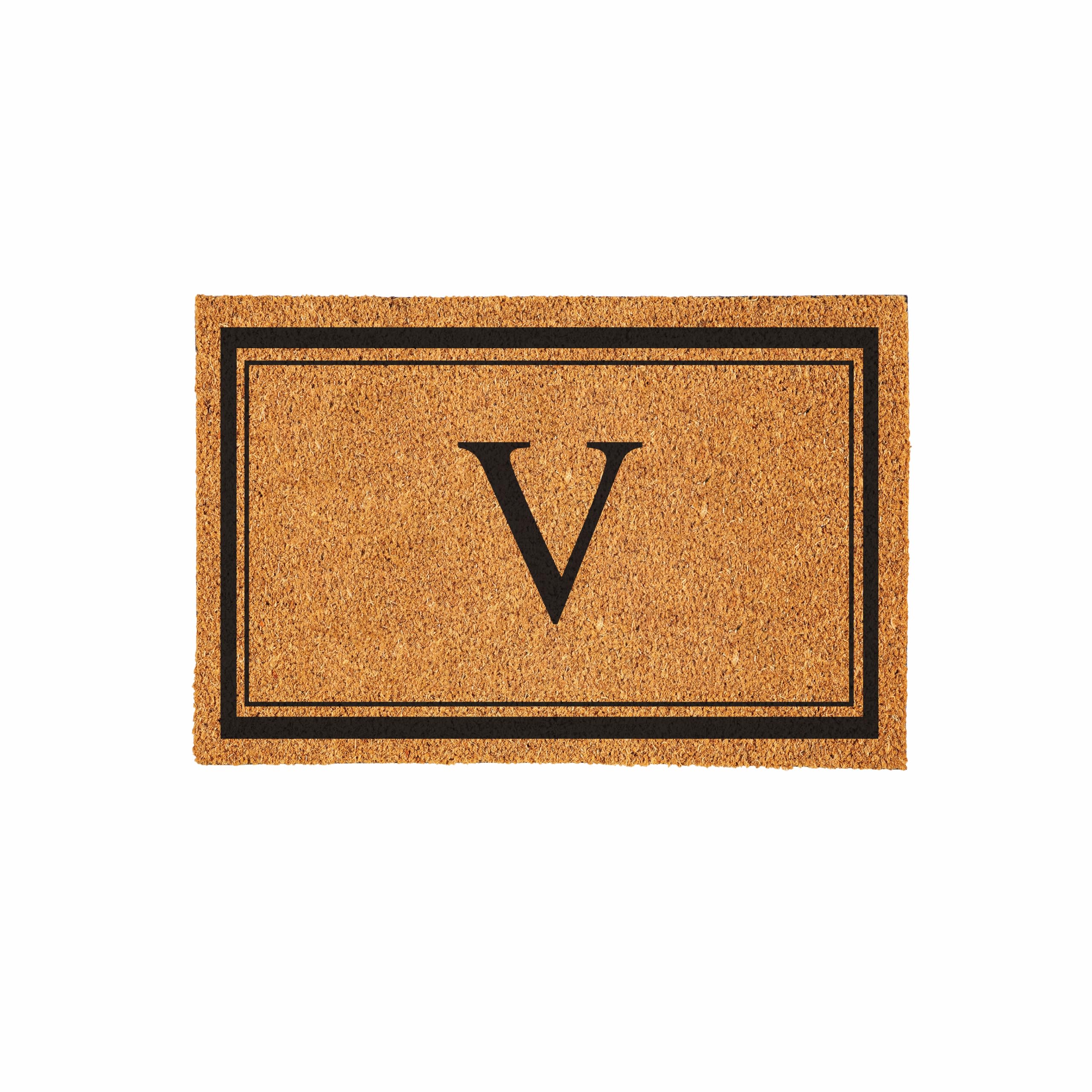 Evergreen Monogram Large Coir Doormat, 36x24 Inches Front Door Mat for Outdoor Indoor Entrance, Welcome Mat, Non Slip Doorway Mat for Home Decor