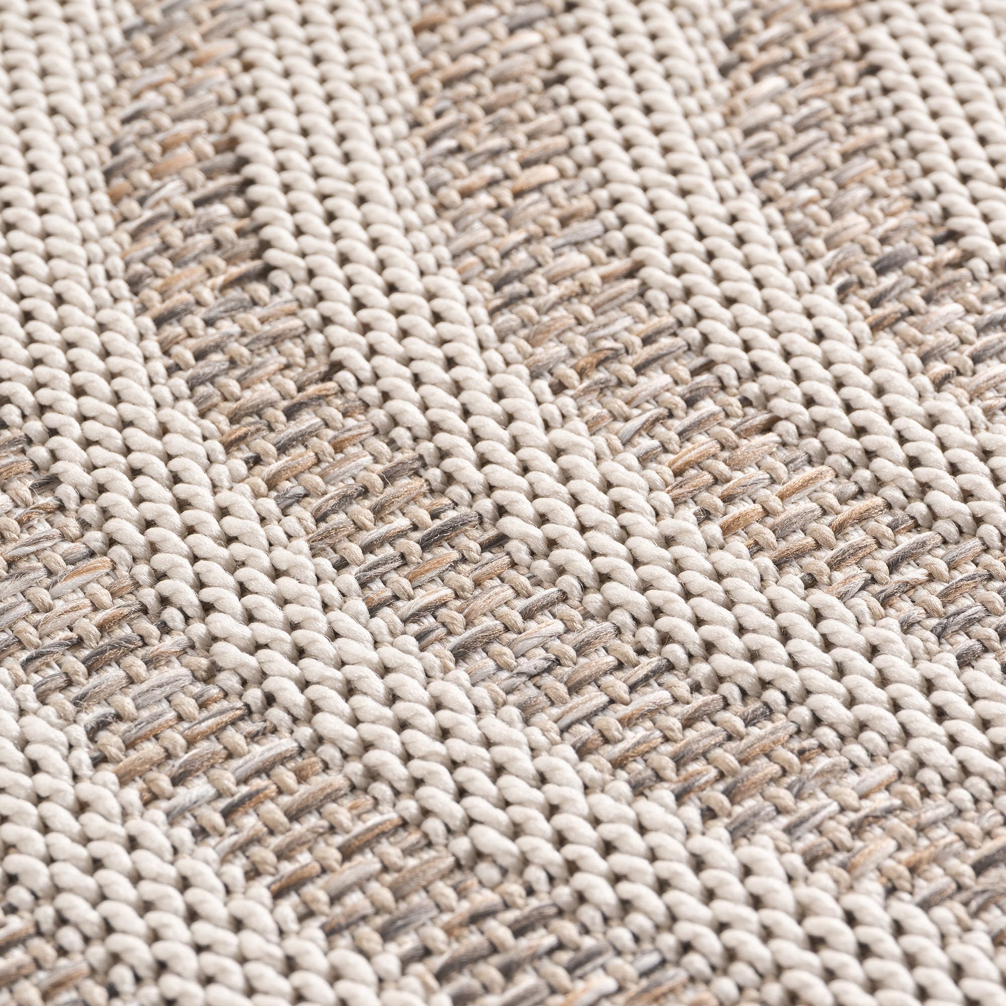 HomebyHome Alfombra Exterior Beige 200x290 cm Resistente a la Intemperie UV Fácil de Limpiar Diseño Escandinavo Boho para Cocina Balcón Terraza Jardín