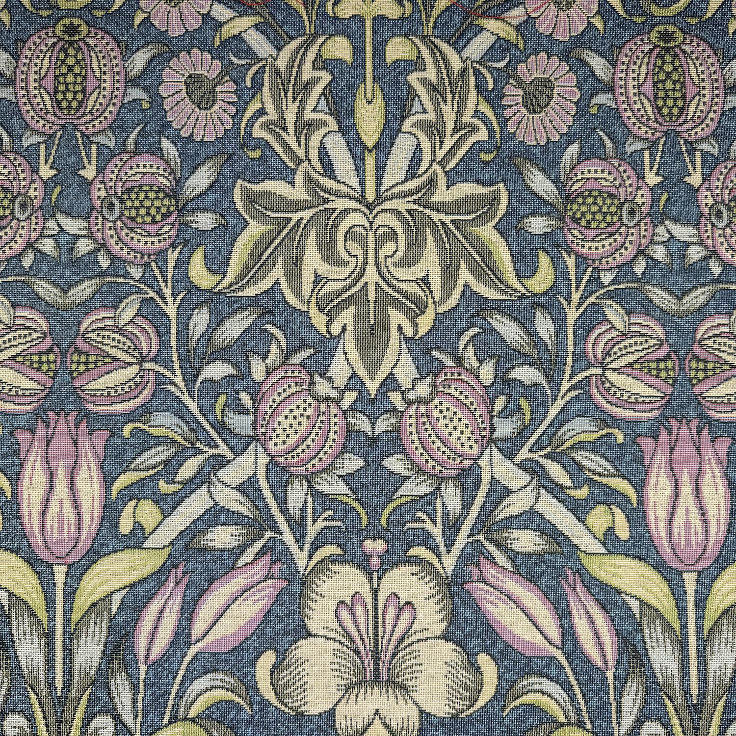 Tapestry Fabric William Morris - Lily & Pomegranate Jewel - Purple & Blue Floral Upholstery Fabric Material (100cm x 140cm)
