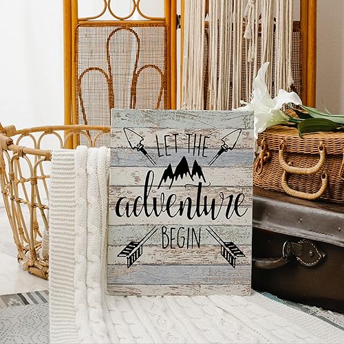 Miniatura 3 de Lienzo decorativo con texto en inglés Let The Adventure Begin, impresiones artísticas enmarcadas para decoración de cámper, sala de caravana, baño,