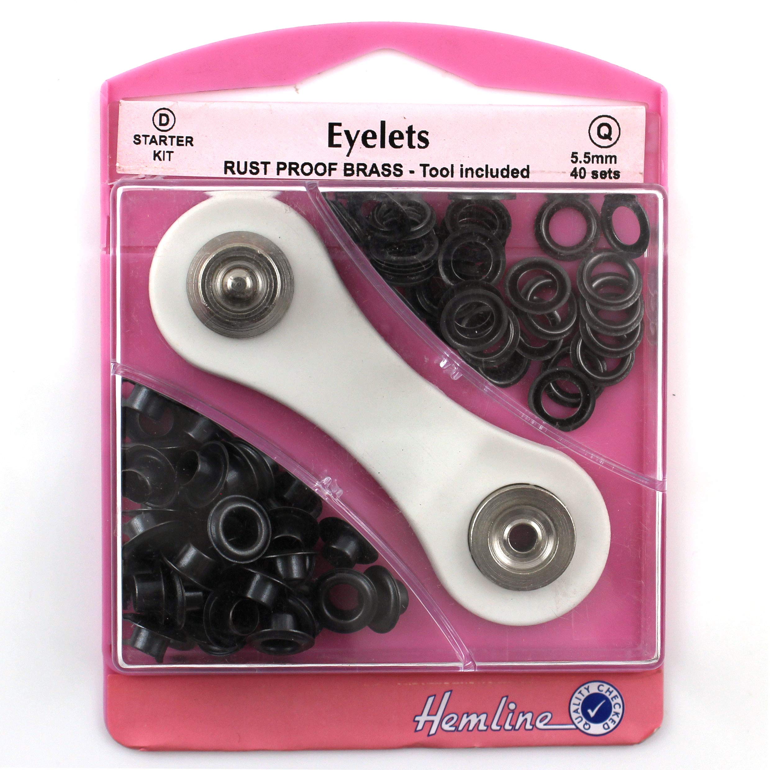 Hemline Black Eyelets Starter Kit 5.5Mm (D)
