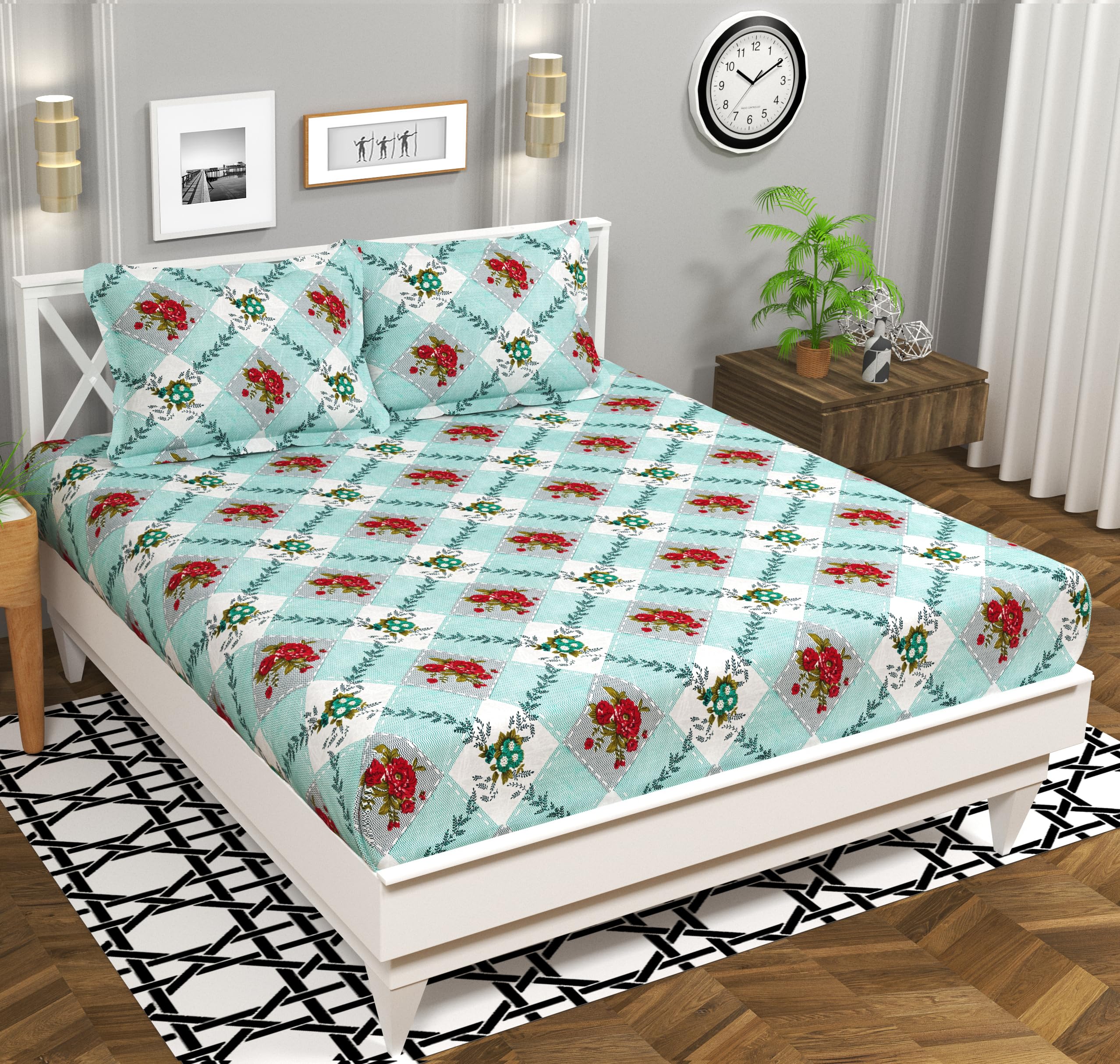 VAS COLLECTIONS Premium Double Bedsheet with 2 Pillow Covers