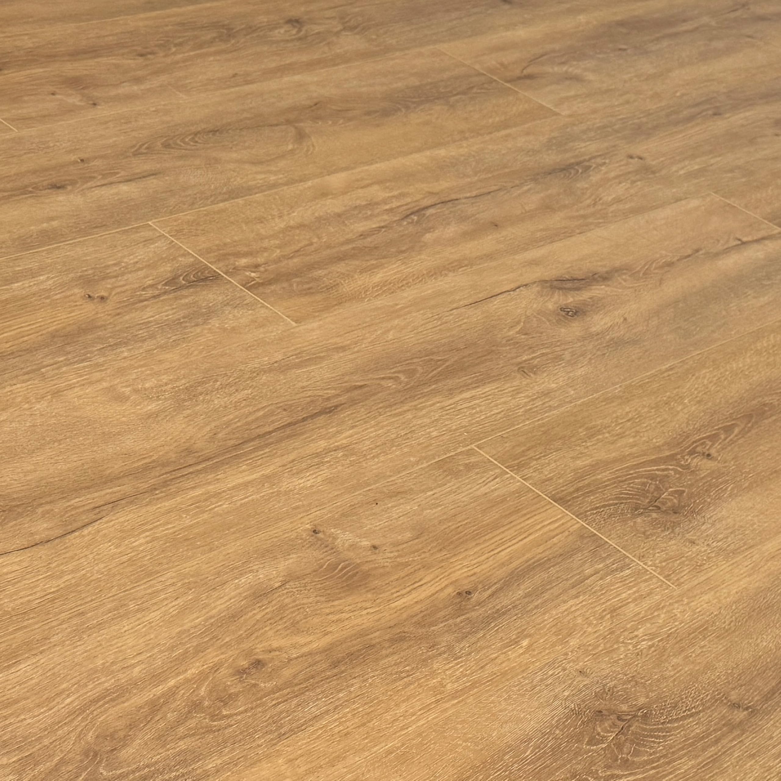 TRECOR Klick Suelo de vinilo XXL, tablón de 6,5 mm de grosor, con capa de desgaste de 0,5 mm, incluye sonido de impacto, resistente al agua, 1 m² (1 m², suelo de vinilo, roble natural oscuro)