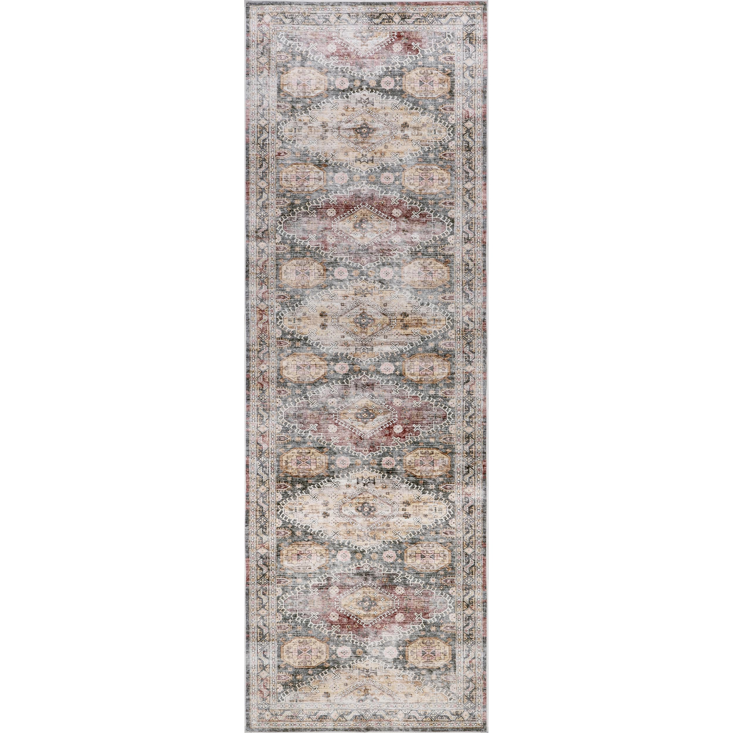 nuLOOM SmartPlus Tapis Traditionnel Vintage résistant aux éclaboussures – Résistant aux Taches – pour Salon, Salle à Manger, Bureau – 0,6 x 2,4 m – Vert Sauge