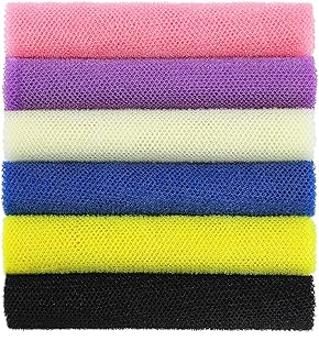 6 Pieces African Bath Sponge African Net Long Net Bath Sponge Exfoliating Shower Body Scrubber Back Scrubber Skin Smoother,Great for Daily Use (Black,Off-White,Blue,Pink,Yellow,Purple)
