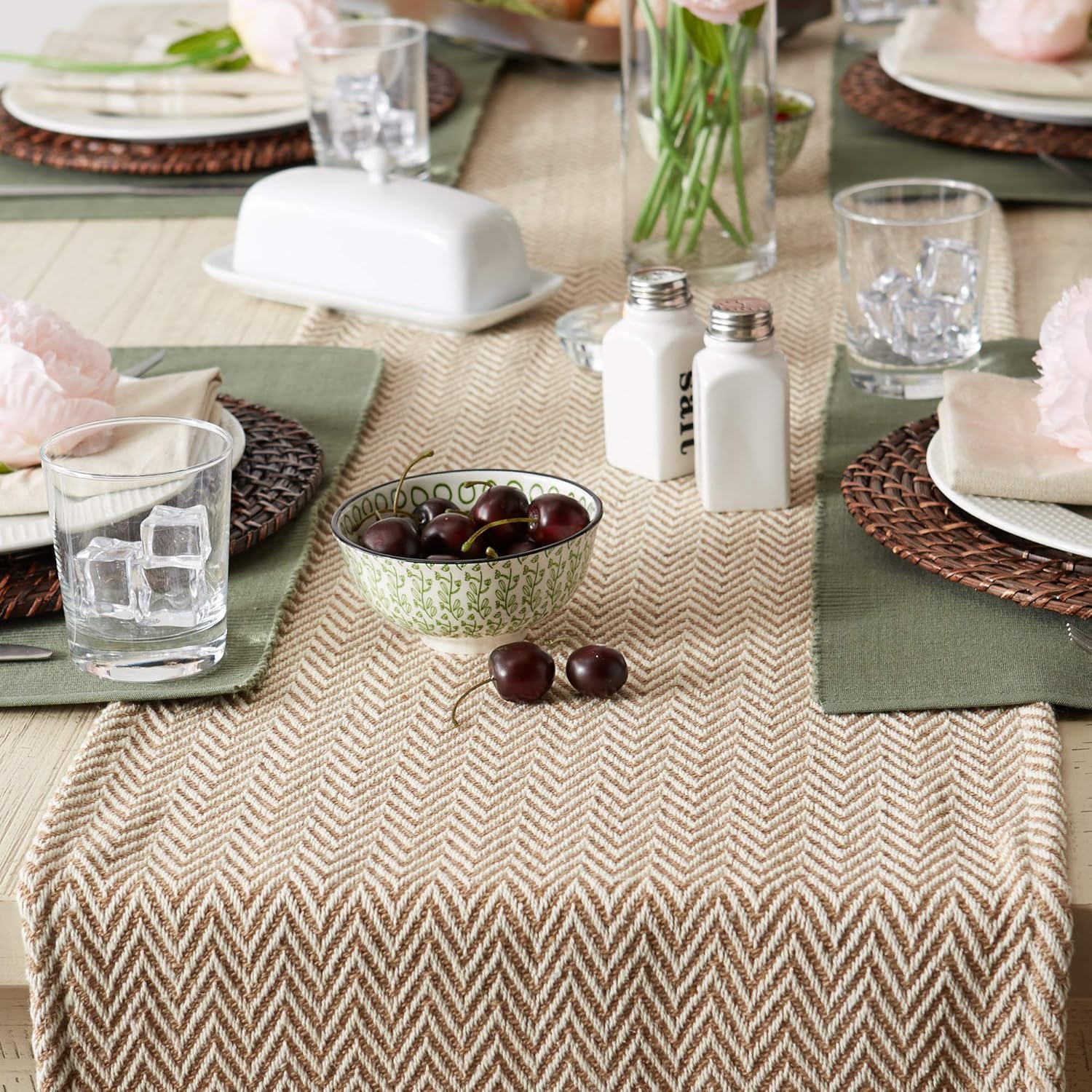 Stone Chevron Cotton Handloom Table Runner 15x72