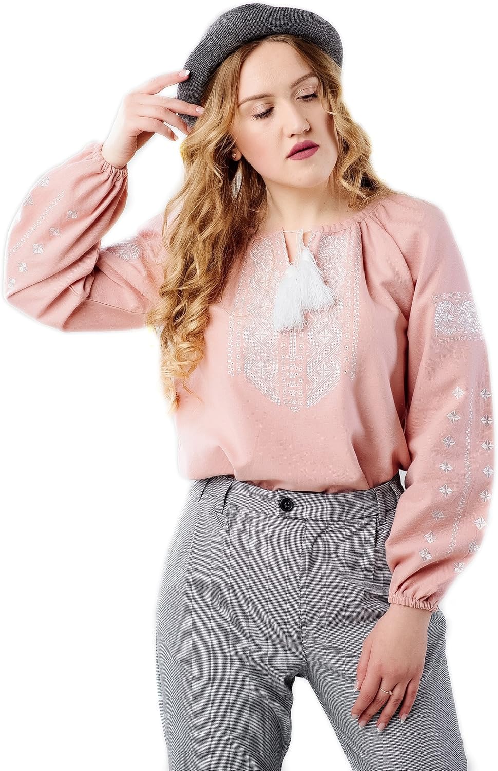 Ukrainian Embroidered Folk Blouse Natural Cotton Traditional Ethnic