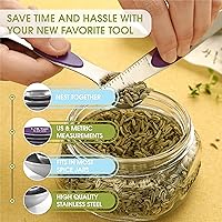 Vista 5 de Spring Chef Juego de 8 cucharas medidoras magnéticas de acero inoxidable morado con nivelador, cucharadita de metal de doble cara y cucharada