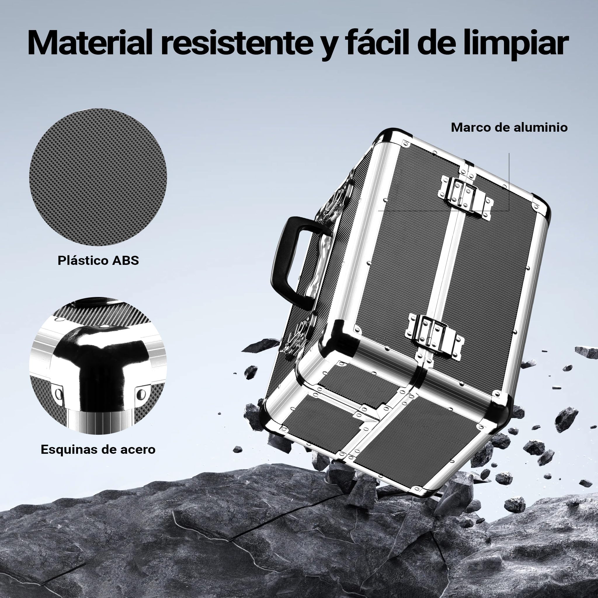 Wiltec Maletín multiusos de aluminio 35,5x24x22,5 cm con esquinas de acero maletín de transporte contenedores separados