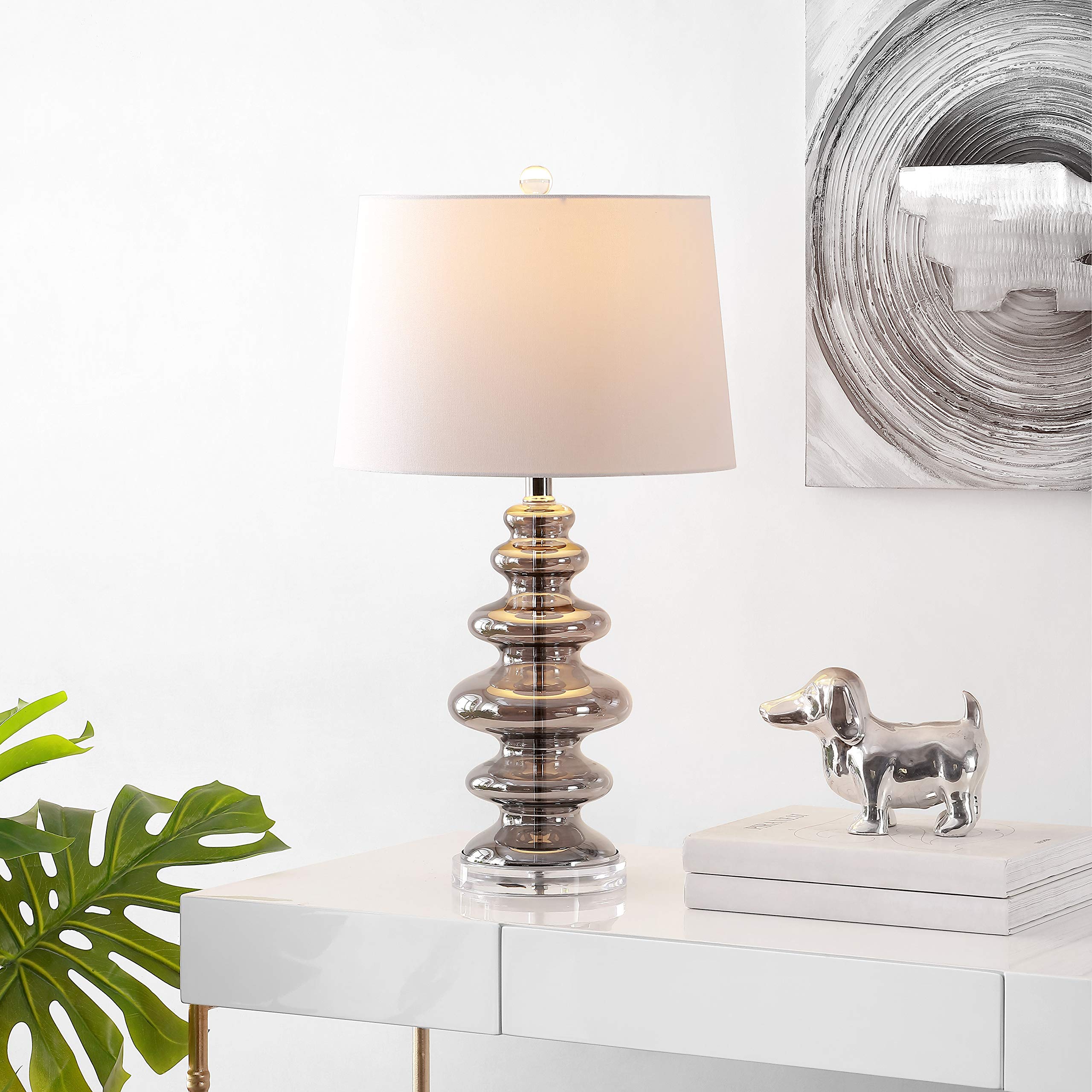 Lighting Collection Orien - Lámpara de mesa gris de 27 pulgadas para dormitorio, sala de estar, oficina en casa, escritorio, mesita de noche (bombilla LED incluida)